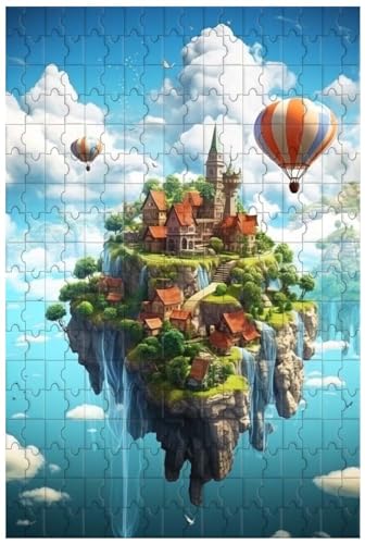 Holzpuzzle für Erwachsene, 1000 Teile, für schöne schwebende Insel in der Luft, Animationsstil, Landschaftspuzzle (A ; 1000) von Generic