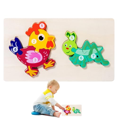 Holzpuzzle für Kleinkinder, Tierpuzzle für Kleinkinder, Entsprechungsspiel, Puzzlespiel, Geschicklichkeitsspielzeug von Generic