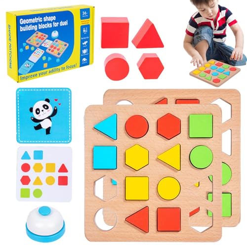 Holzpuzzle mit geometrischen Formen, Formanpassungsspiel,Farblich passendes Sortierbrett mit geometrischer Form - Farbsensorisches Lernspielzeug für Kindergartenkinder ab 3 Jahren von Generic