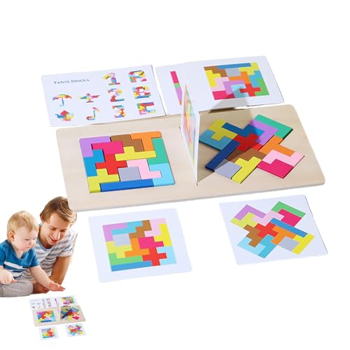 Holzpuzzleblock, Holzpuzzle für Kinder, bunte Formen, Tangrams Puzzle aus Holz, geometrischer Puzzleblock für von Generic