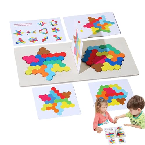 Holzpuzzleblöcke für Kinder, Tangram-Puzzlespiel | Zwei-Spieler-Puzzlespielzeug,Früherziehung Holzmusterblöcke Set Tangram-Rätsel für Kleinkinder von 3–5 Jahren von Generic