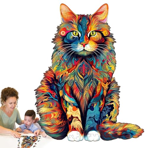 Holzpuzzles - Erwachsene, Katzenpuzzle | Katzen-Puzzles aus ,Tierförmige Puzzles, einzigartige Katzenpuzzles aus für Kinder von Generic