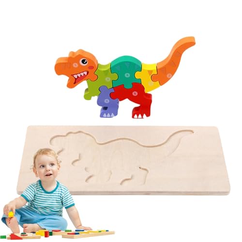 -Holzpuzzles für Kinder, Cartoon-Puzzles, Pädagogische Holzpuzzles Dinosaurier-Puzzlespielzeug, Lustige sensorische Kinder-Puzzlespielzeuge für Vorschulkinder und Kinder über 3 Jahre von Generic