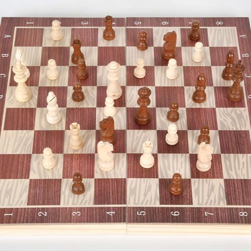 Holzschachbrett, 3-in-1-Schachspiel, Logisches Denken, Strategische Planung für Schach-, Dame- oder Backgammonspieler (29 x 14,5 cm) von Generic