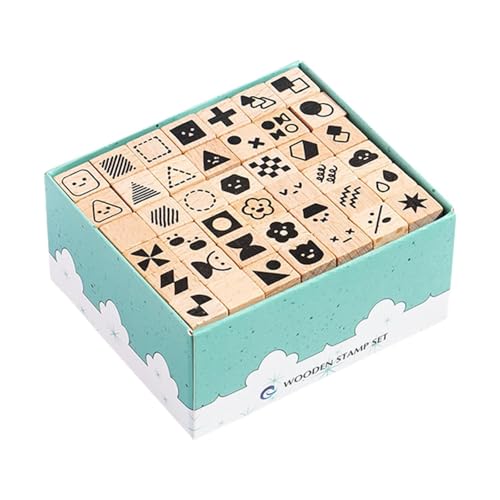 Holzspielzeug aus Holz für | Dekoratives Spielzeugset aus Gummi mit geometrischem Tierprägeset, 42 Stück, Scrapbooking-Zubehör für Kjn191 (A, One Size) von Generic