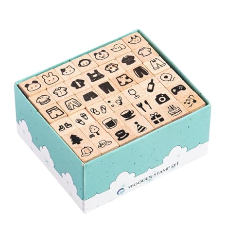 Holzspielzeug aus Holz für | Dekoratives Spielzeugset aus Gummi mit geometrischem Tierprägeset, 42 Stück, Scrapbooking-Zubehör für Kjn191 (B, One Size) von Generic