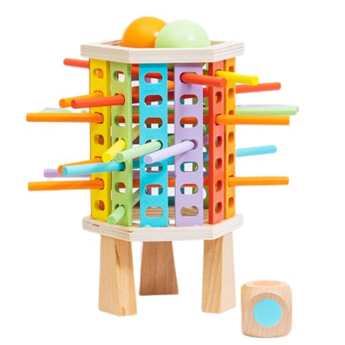 Holzstäbchen-Würfelspiel, Holzstabturm,Stöcke-Stapelspiel | Zählspielzeug für die kognitive Entwicklung, Reisespiel, Feinmotorikspiel für Kinder ab 3 Jahren von Generic