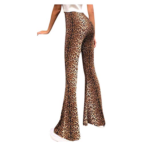 Hose Damen Boho Strandhose Hippie Blumen Schlaghose Weites Bein Palazzo Boho 60er Hose Hippie Blumen High Waist Outfit Disco Kostüm Yogahose (Coffee, S) von Generic