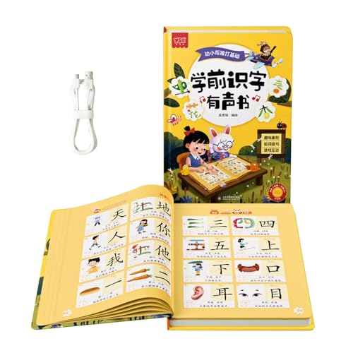 Interaktives Sprechendes Hörbuch - Elektronisches Lernbuch Kinder, Chinesisch Englisch Mathematik | Bildungsbuch Frühe Bildung, Vorschul-Lernbuch, Sprachförderung, Interaktives Buchspielzeug von Generic