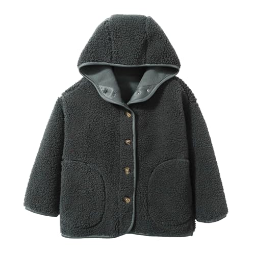 Jungen Mädchen Fleece Jacke Kapuzemäntel Winter Dicke warme Oberbekleidung solide Hoodie mit Taschen, Kinder Mäntel-wojonifuiliy01 (Grey, 9-10 Years) von Generic