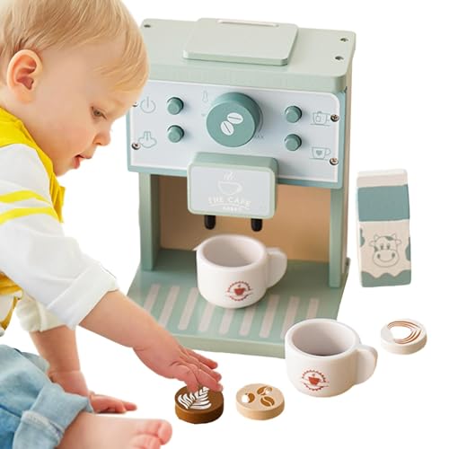 Kaffeemaschine Playset, Kaffeemaschine Spielzeugset | Hölzerne Kinder Kaffeemaschine Playset Toy,Bildungsspiel Kitchen -Accessoires geben vor von Generic