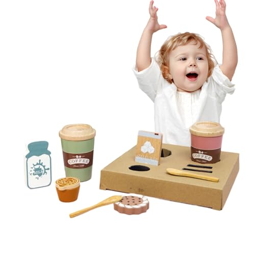 Kaffeespielset aus , Kaffeespielzeug,Fake-Food-Spiel für die Kinderküche - Simulation Kaffee-Zeit-Spielzeug, Küchenzubehör, Vorschul-Rollenspiel, Kaffee-Plätzchen-Set für Kinder ab 3 Jahren von Generic