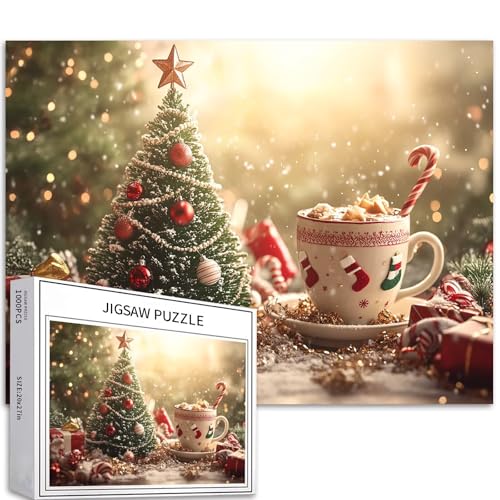 Kakaotassen mit Weihnachtsbaum, 1000 Teile, Puzzles für Erwachsene, Kunst-Puzzle, herausfordernde Familienaktivitäten, buntes DIY-Bastelpuzzle für Heimdekoration, Geschenke, 68 x 50 cm Kakaotassen mit Weihnachtsbaum, 1000 Teile, Puzzles für Erwachsene, Kunst-Puzzle, herausfordernde Familienaktivitäten, buntes DIY-Bastelpuzzle für Heimdekoration, Geschenke, 68 x 50 cm von Generic