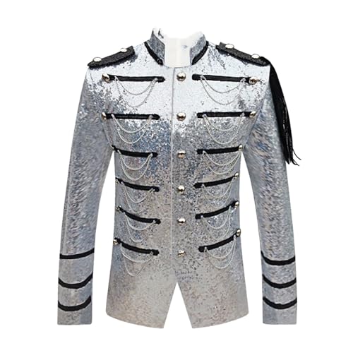 Karneval Kostüm Herren Mittelalter Kleidung Napoleon Gothic Mantel mit Goldener Palastkostüm im Europäischen Stil Performance Uniform Militärkleid mit Intarsien Karneval Fasching Herren-Mäntel von Generic