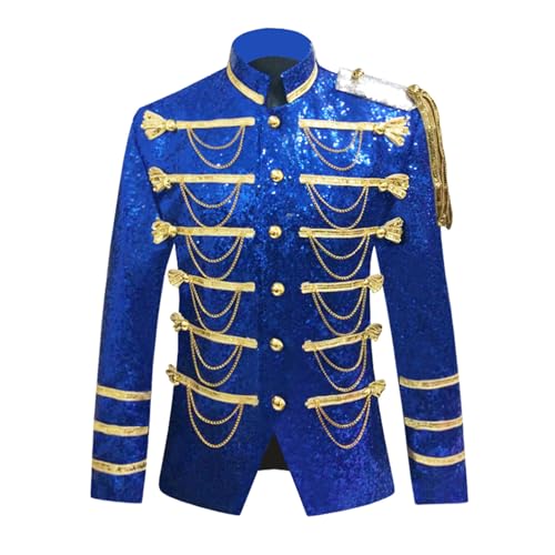 Karneval Kostüm Herren Mittelalter Kleidung Napoleon Gothic Mantel mit Goldener Palastkostüm im Europäischen Stil Performance Uniform Militärkleid mit Intarsien Karneval Fasching Herren-Mäntel von Generic