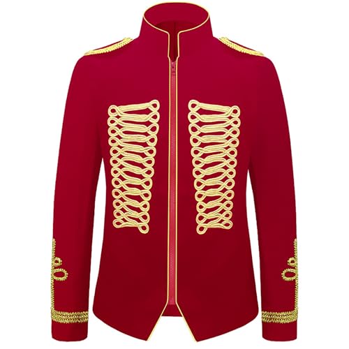 Karneval Kostüm Herren Napoleon Gothic Mantel mit Goldener Mittelalter Kleidung Palastkostüm im Europäischen Stil Performance Uniform Militärkleid mit Intarsien Herren-Mäntel Karneval Fasching von Generic