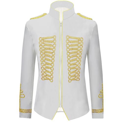 Karneval Kostüm Herren Napoleon Gothic Mantel mit Goldener Mittelalter Kleidung Palastkostüm im Europäischen Stil Performance Uniform Militärkleid mit Intarsien Herren-Mäntel Karneval Fasching von Generic