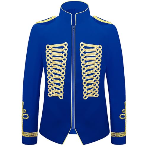 Karneval Kostüm Herren Napoleon Gothic Mantel mit Goldener Mittelalter Kleidung Palastkostüm im Europäischen Stil Performance Uniform Militärkleid mit Intarsien Herren-Mäntel Karneval Fasching von Generic