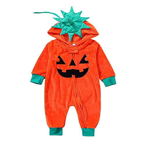 Karneval Kostüm Kostüm - Halloween Kostüm Karneval für Pumpkin Cosplay Strampler Set Baby Mädchen Junge Halloween Kürbis Hoodie Karneval Verkleidung Outfit von Generic