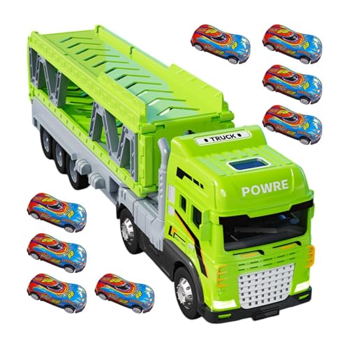 Katapultierende Rennstrecke, Spielzeug-Trucks mit Auswurf-Rennstrecke, Transporter mit klappbarer Rennstrecke für 8 Autos, Doppellagiger Transporter, Spielzeug-Aufbewahrungswagen, Spielzeug zum Geburt von Generic