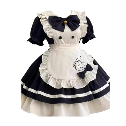 Katze Restaurant Niedlich Dienstmädchen Kleid Outfit Frauen Anime Cosplay Kostüm Japanisch Fancy Lolita Dressess Mit Socken Bustle (Schwarz,3XL) von Generic