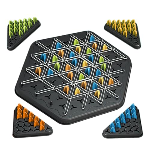 Ketten-Dreieck-Spiel - Dreieck-Steckspiel, Mit 4 Farbigen Spielsteinen Und Weißen Gummibändern, Dreieck-Schach-Brettspiel für Kinder und Erwachsene, Pädagogische Klassische Strategie-Brettspiele von Generic