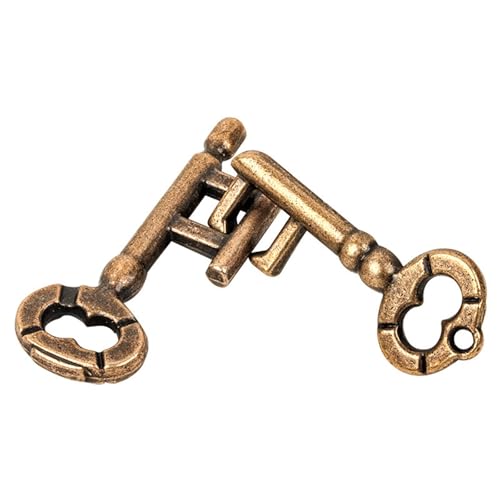 Key Lock Puzzle Vintage Classic Metall Denksportaufgabe IQ Test Spielzeug für Erwachsene Kinder Urd689 (Bronze, 7X5X2CM) von Generic