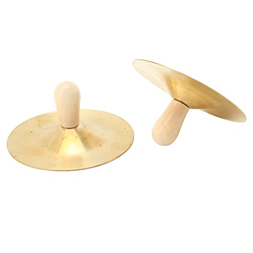 Kid Cymbals Kupfergriffe Percussion Instrument Spielzeugbauchtanz, 2 Stcs Holzhand -Becken von Generic