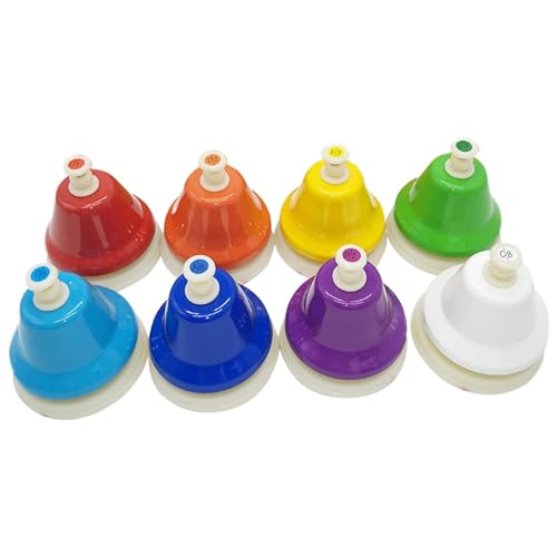 Kids Hand Bells - Acht-Ton-Glocken, Handglocken-Set | Desk Bells Hand Bell Glocken-Lehrmittel bunt, Pädagogische Musik für Kleinkinder, 8-Noten-Schreibtischglocken, Handglocken für Kindertagesstätten von Generic