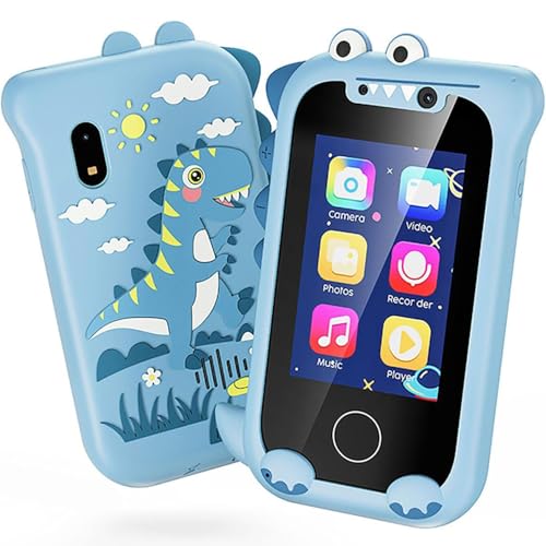 Kids Smart Phone Toy, Landscaper Kids Smartphone Toy, Landscape Kids Phone, Kids Toy Smartphone Ages 3-8, Touchscreen HD Dual Camera Cell Phone with Game, Music Player (Dinosaur - Blue) von Generic