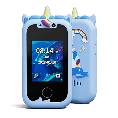 Kids Smart Phone Toy, Landscaper Kids Smartphone Toy, Landscape Kids Phone, Kids Toy Smartphone Ages 3-8, Touchscreen HD Dual Camera Cell Phone with Game, Music Player (Unicorn - Blue) von Generic