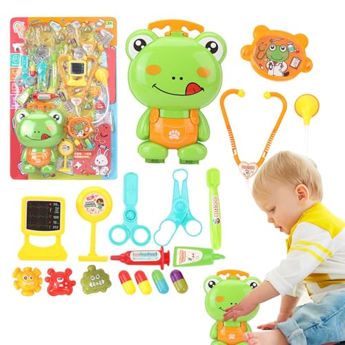 Kinder-Ärzte-Spielset,Spiel-Arzt-Set für Kinder | Arztset mit Frosch-Trolley - Rollenspielset für Kleinkinder von 3 bis 8 Jahren, Arztset mit Stethoskop und anderem Zubehör von Generic