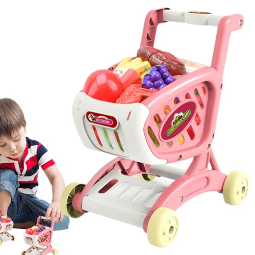 Kinder-Einkaufswagen – Leichter Spielzeugwagen, Einkaufswagen-Spielzeug mit leicht rollbaren Rädern | Realistischer Spiel-Einkaufswagen, kindersicherer Minii-Trolley, langlebiger Einkaufswagen für von Generic