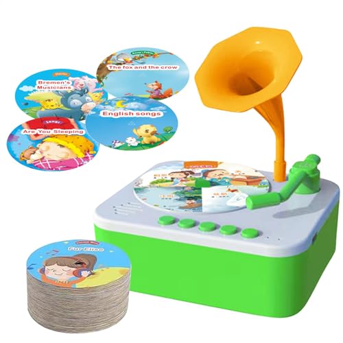 Kinder-Grammophon-Spieler – Kinder-Plattenspieler-Spielzeug, Kinder-Spieluhr-Spieler | Retro-Musikplayer für Kinder, Phonograph-Geschichtenerzählerspielzeug mit 96 Karten, sensorisches Geschichtenerzä von Generic