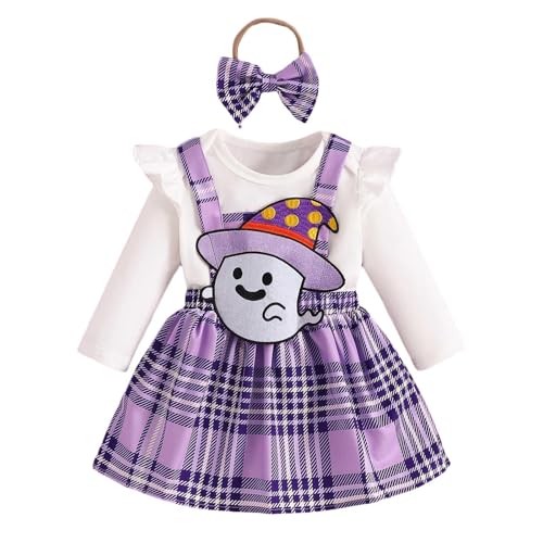 +Kinder Halloween wojonifuiliy01 Set - Baby Mädchen Halloween-Romper Bodysuits Cartoon Kürbis Sticken Röcke Neugeborenen Outfits (Purple, 0-3 Months) von Generic