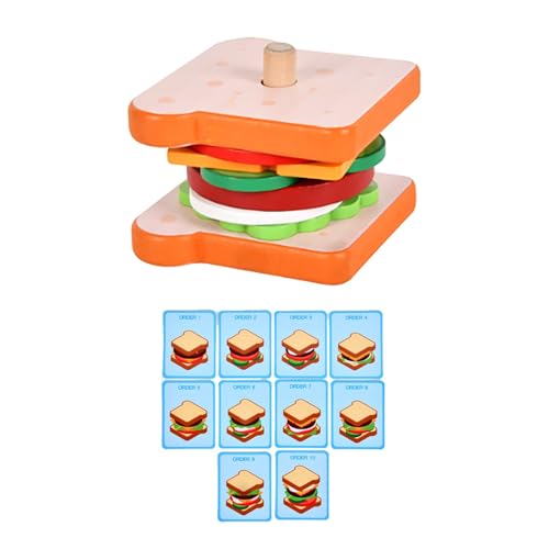 Kinder Holz Simulation Sandwich Set Spalte Spielzeug Pädagogisches Küche Set Simulation Spielzeug Set Drehen Pädagogisches Spielzeug Set Zsh440 (Red, 9.3X7.5X8.5cm) von Generic