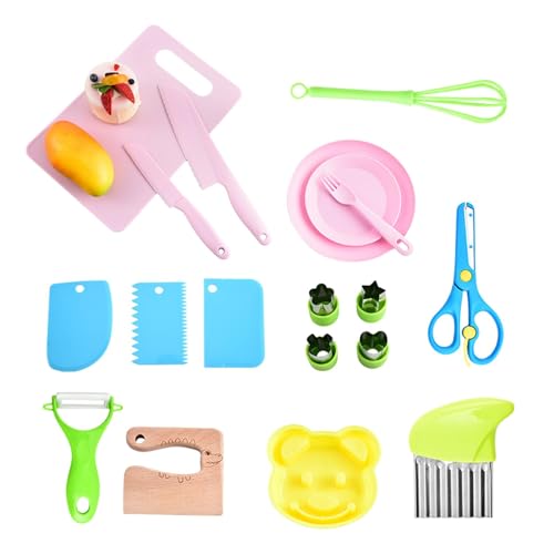 Kinder-Kochset – Kleinkind-Küchenmesser-Set – Küchenwerkzeuge Kochgeschirr Backwerkzeug für Kinder, Kleinkindersicheres Küchenwerkzeug-Set von Generic