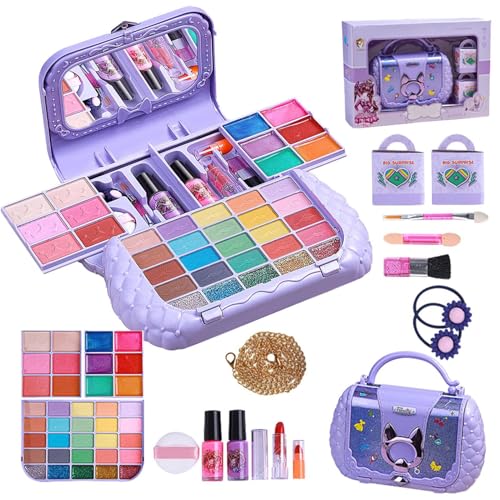 Kinder-Make-up-Set – Kosmetik-Lidschatten-Nagellack-Set-Box, Kinder-Make-up-Set | Make-up-Spielset für Kinder, Prinzessinnen-Kosmetikset, Spielzeug, sicheres Kosmetikset für Mädchen über 3 Jahre von Generic