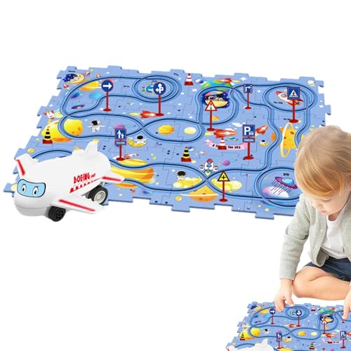 Kinder-Rennstrecken-Set – lustiges Rennwagen-Spielzeug zum Selbermachen | Fahrzeug- und Puzzlebrett, lustiges Spielzeug zum Bauen von Eisenbahnwaggons, Lernspielzeugspiele, Jungenspielset für Kinder a von Generic