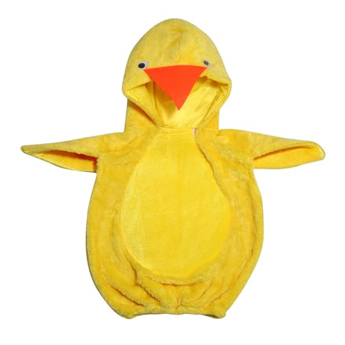 Kinder Strampler Küken Kostüme Baby Strampler Fleece Tieroverall Mädchen Jungen Huhn Kostüm Hoodie Strampler Flanell Bodysuit Niedlich Plüsch Cosplay Tier Bodysuit Fleece Cosplay (Yellow, 2-3 Years) von Generic