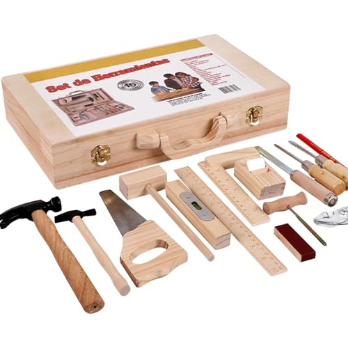 Kinder Werkzeugset Holz – Multifunktionale Holzbearbeitungsbox, Rollenspiel Werkzeugen | Lern- und Reparaturset für Vorschule, Zuhause und Schule, Perfekt für Kleinkinder Spielhaus-Aktivitäten von Generic