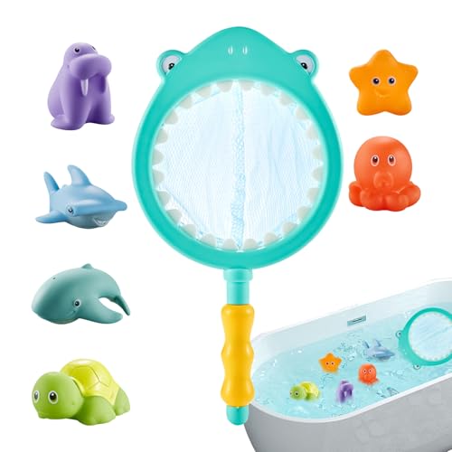 Kinderbadspielzeug - Tierpool -Set, interaktives Wasserfangspiel | Schwimmendes Cartoon -Spielzeug mit Angelnetz, Kleinkinderbadaktivität für Mädchen, Badewanne Wasserspiel für Kinder Kinderbadspielzeug - Tierpool -Set, interaktives Wasserfangspiel | Schwimmendes Cartoon -Spielzeug mit Angelnetz, Kleinkinderbadaktivität für Mädchen, Badewanne Wasserspiel für Kinder von Generic