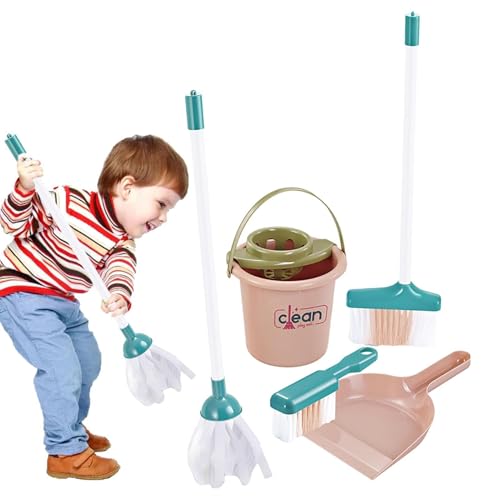 Kinderbesen und Mopp Set - für Kleinkinder Reinigungsspielzeug für Kleinkinder Besen und Mopp Set für Kinder Besen | und Reinigungsset für Kleinkinder, Reinigungswagen inklusive echtem Staubsauger, von Generic