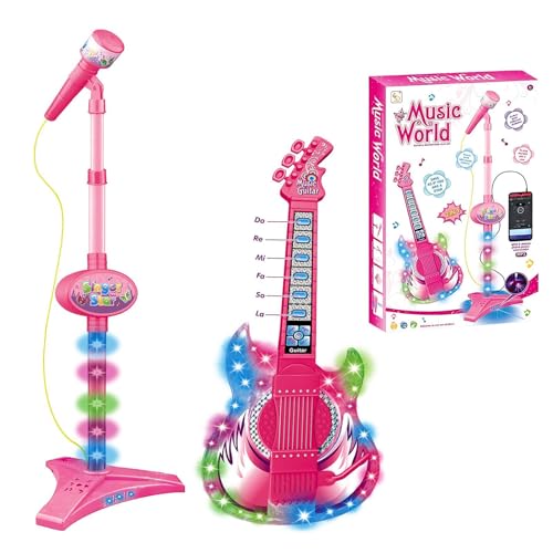 Kindergitarre Und Mikrofon -Set - Fun Musical Instrument, Light Uping Toy | Einstellbare Höhe Mikrofonständer Mit Gitarrenoundeffekten, Kinder, Und Mädchen Lernen Musik Kindergitarre Und Mikrofon -Set - Fun Musical Instrument, Light Uping Toy | Einstellbare Höhe Mikrofonständer Mit Gitarrenoundeffekten, Kinder, Und Mädchen Lernen Musik von Generic