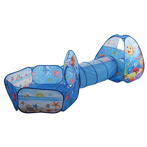 Kinderspielzelt, Babytunnel-Krabbelzelt für den Innenbereich, Kinderzelt mit Krabbeltunnel, Bällebad, 3-in-1-Polyester-Kinderspielzelt-Set, Atmungsaktives Mesh-Design für von Generic