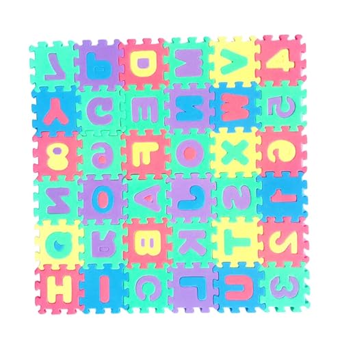 Kinderteppich für Kleinkinder - Schaumstoff-Puzzle-Matte, 36 Teile | Lernmatte aus Schaumstoff mit 26 Buchstaben und 10 Ziffern für Mädchen und , Lernmatte aus Schaumstoff für Educ von Generic