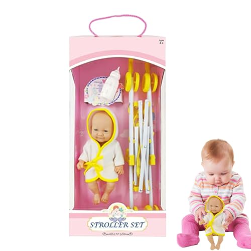 Kinderwagen mit für Mädchen, Kindergarten-Set 10 Zoll, faltbarer Kinderwagen, realistisches Spielset, Kinderwagen-Spielset mit Flasche Kinderwagen mit für Mädchen, Kindergarten-Set 10 Zoll, faltbarer Kinderwagen, realistisches Spielset, Kinderwagen-Spielset mit Flasche von Generic
