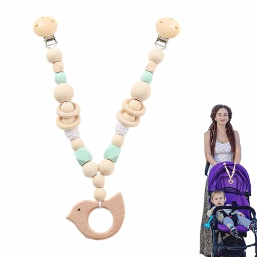 Kinderwagenspielzeug, Kinderwagen -Anhängerspielzeug - Sensorisches Kinderwagen -Spielzeugholzkette Charm,Pram Accessoires -Kette für Kinder, Kleinkind, Kinder, und Mädchen Sinnes Spaß von Generic