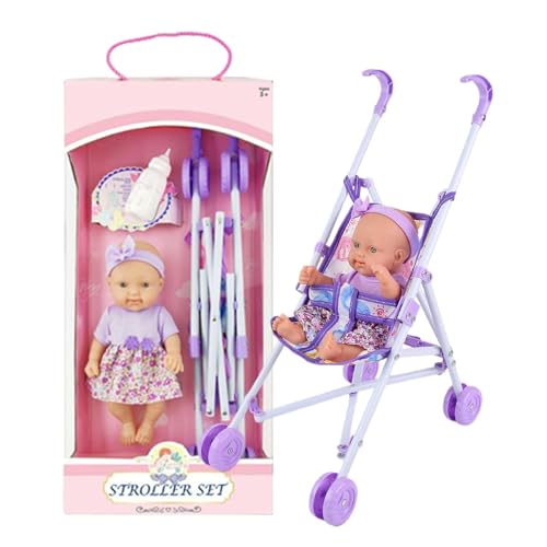 Kinderwagenspielzeug, Kinderwagen Set - 10 Zoll Set, Faltbarer Kinderwagen für Kindergarten | Spielset, Realistisches Kinderwagenspielzeug-Set mit Flasche für und Kinderwagenspielzeug, Kinderwagen Set - 10 Zoll Set, Faltbarer Kinderwagen für Kindergarten | Spielset, Realistisches Kinderwagenspielzeug-Set mit Flasche für und von Generic
