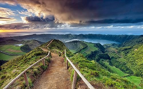 Klassische Puzzles 1000 Teile Landschaft Meer Hügel Azoren Atmosphärisches Phänomen Bergige Landschaftsformen 75 * 50Cm von Generic